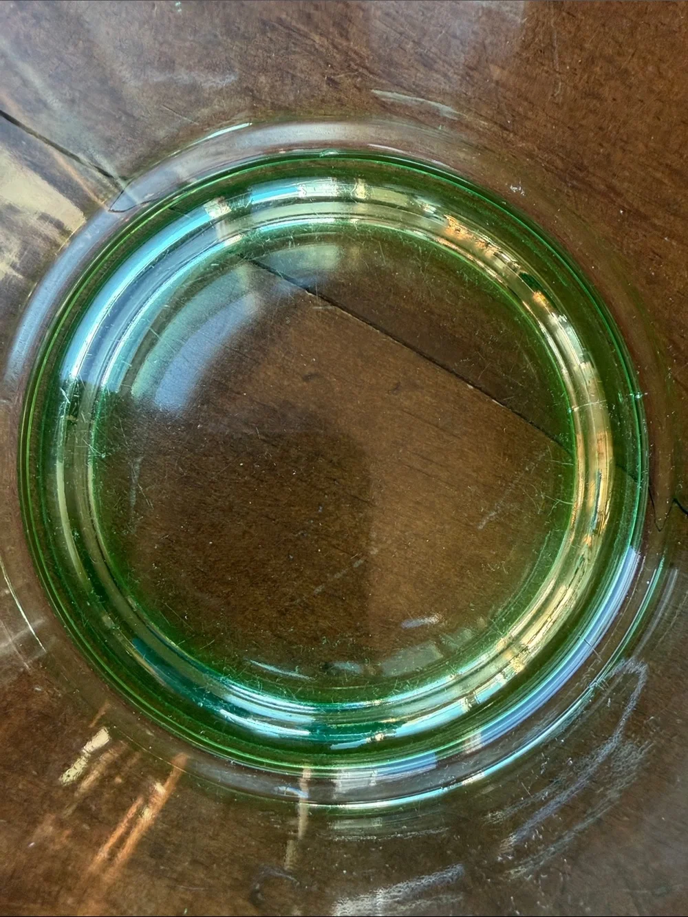 Uranium Etched Glass Console Bowl Vtg